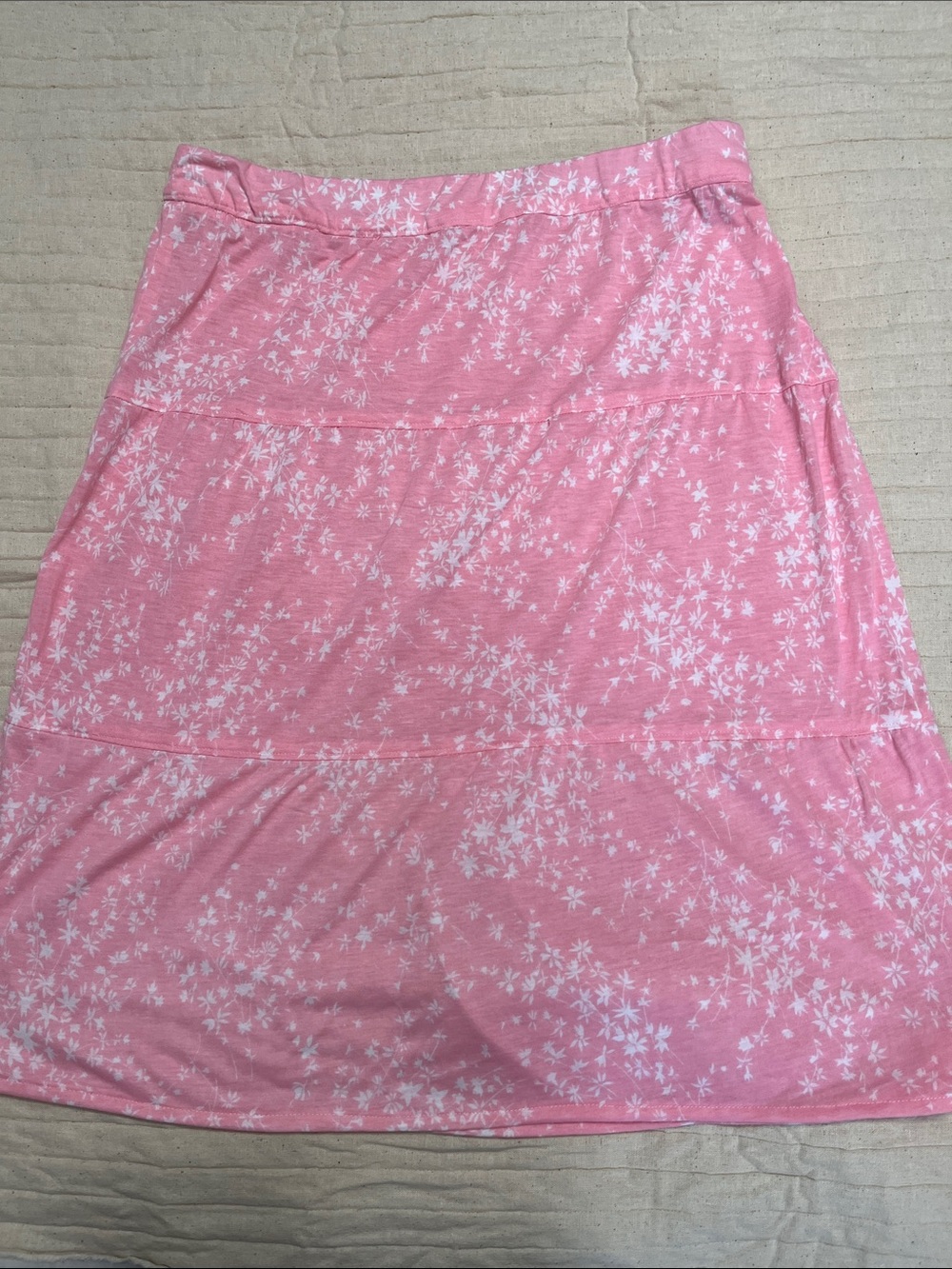 Pink and white Floral A-Line Tiered Women’s Skirt